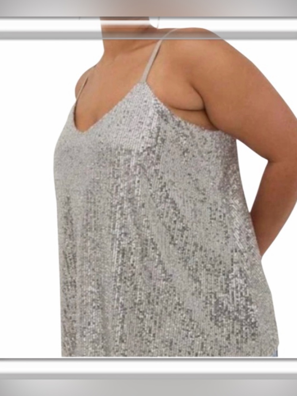 Torrid Sophie Sequin Swing Cami Top Spaghetti Strap Lined Silver Size 3 US 3X